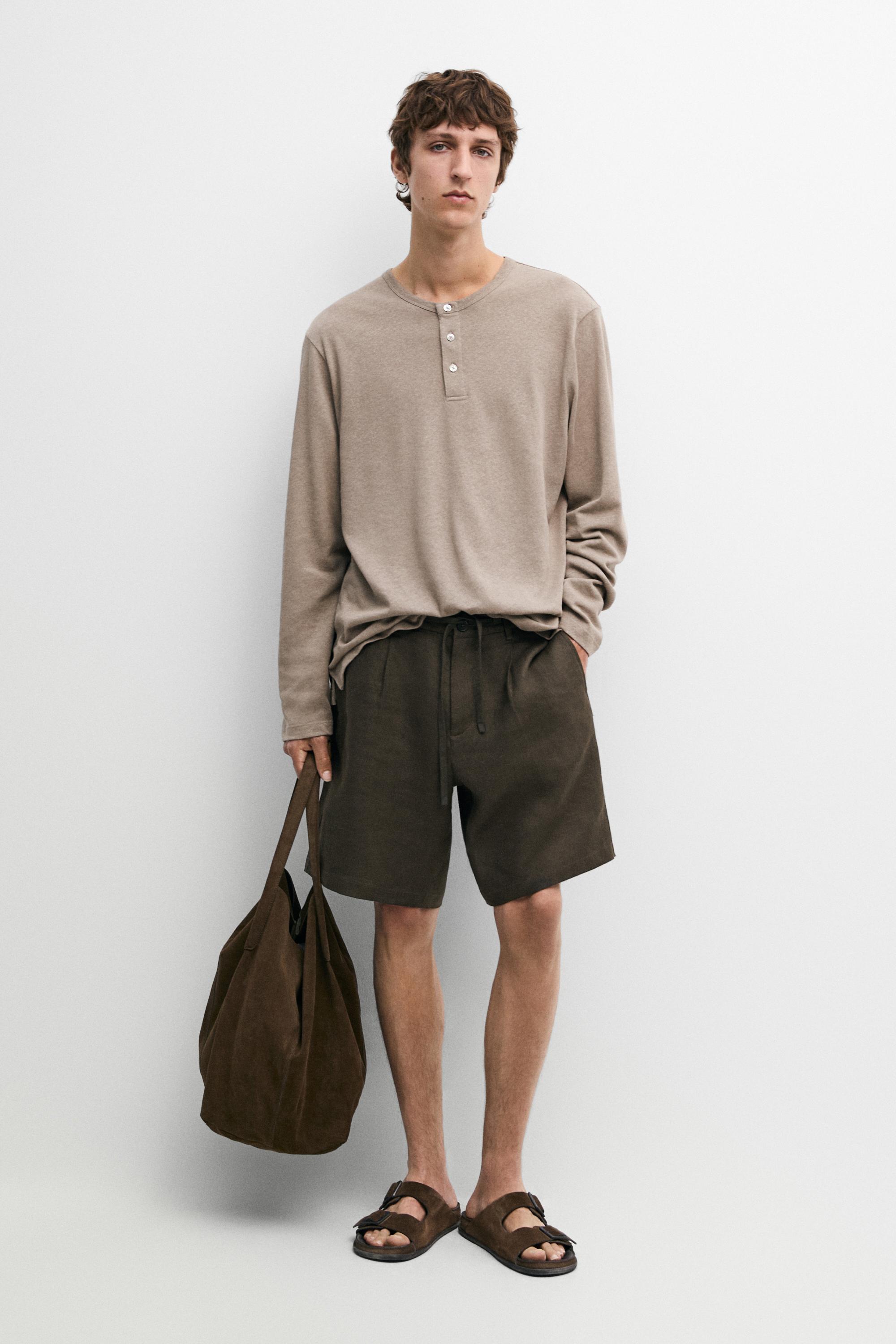 Long sleeve henley neck T-shirt